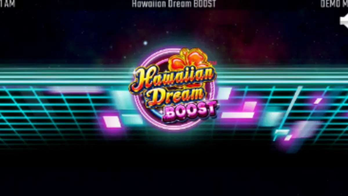 Tampilan layar mobile slot Hawaiian Dream Boost dengan desain futuristik